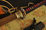 Black Red Folded Steel True Japanese Samurai Katana Sword - Handmade Swords Expert