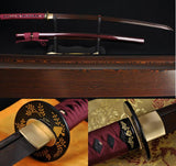Black Red Folded Steel Full Tang Blade Japanese Samurai Swords Katana - Handmade Swords Expert