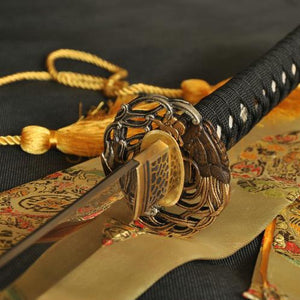 Folded Steel Blade Phoenix Brass Tsuba Hand Forged Japanese Samurai Sword Katana - Handmade Swords Expert
